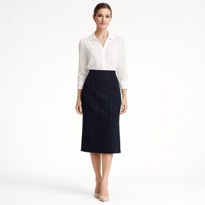 SANDRA KING women black pencil preppy elegant midi skirt/size 12